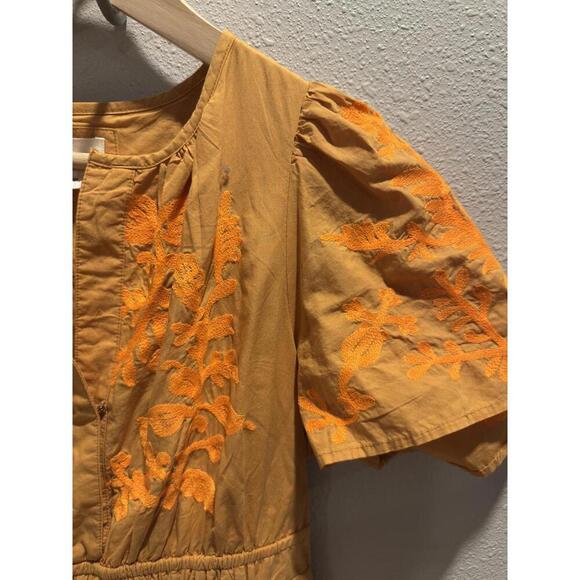 Anthropologie Midi Dress - Mustard & Orange Size XSP - Picture 2 of 6
